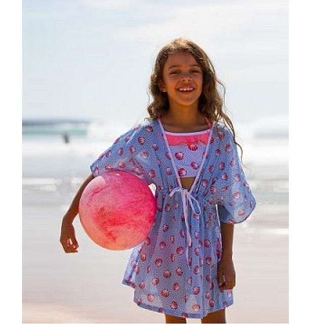 澳洲鴨嘴獸兒童泳衣 防曬背心罩衫裙 小女4-8歲 海貝殼系列