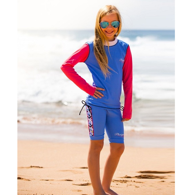 澳洲鴨嘴獸兒童泳衣 防曬長袖上衣+馬褲套組 (大女8-14歲) 視覺系列