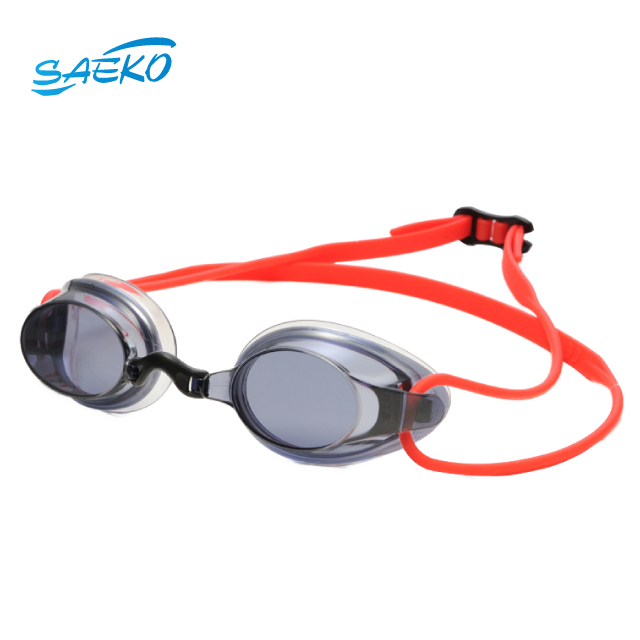 【SAEKO】超輕低水阻競速款泳鏡 (黑鏡片紅頭帶) S62_BK-RD