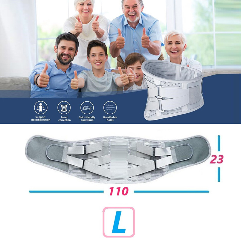 全新高階第三代 多功仿生人體功學舒適鋼板耐用型護腰帶-L