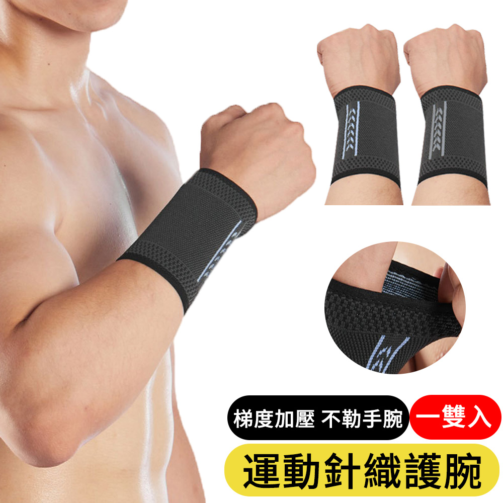 【AOAO】吸汗針織透氣護腕 防扭傷護腕 腕關節防護護具 2入組