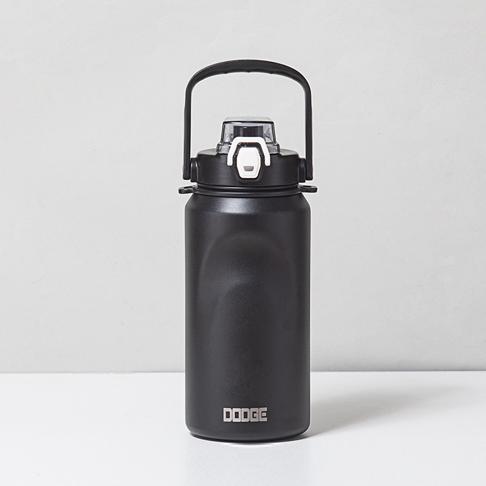 DODGE 316不鏽鋼大容量保溫瓶 彈蓋吸管水壺 1000ml 黑色