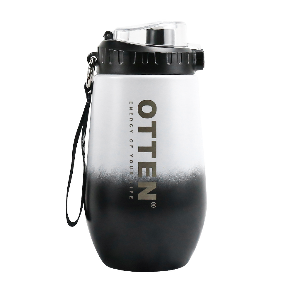 OTTEN 大容量不鏽鋼保溫瓶 保溫水壺 1.5L 漸層白黑