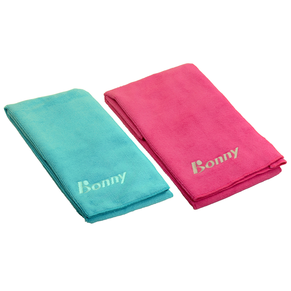【Bonny波力】110cmx36cm超細纖維運動毛巾2入-亮粉紅色+青色