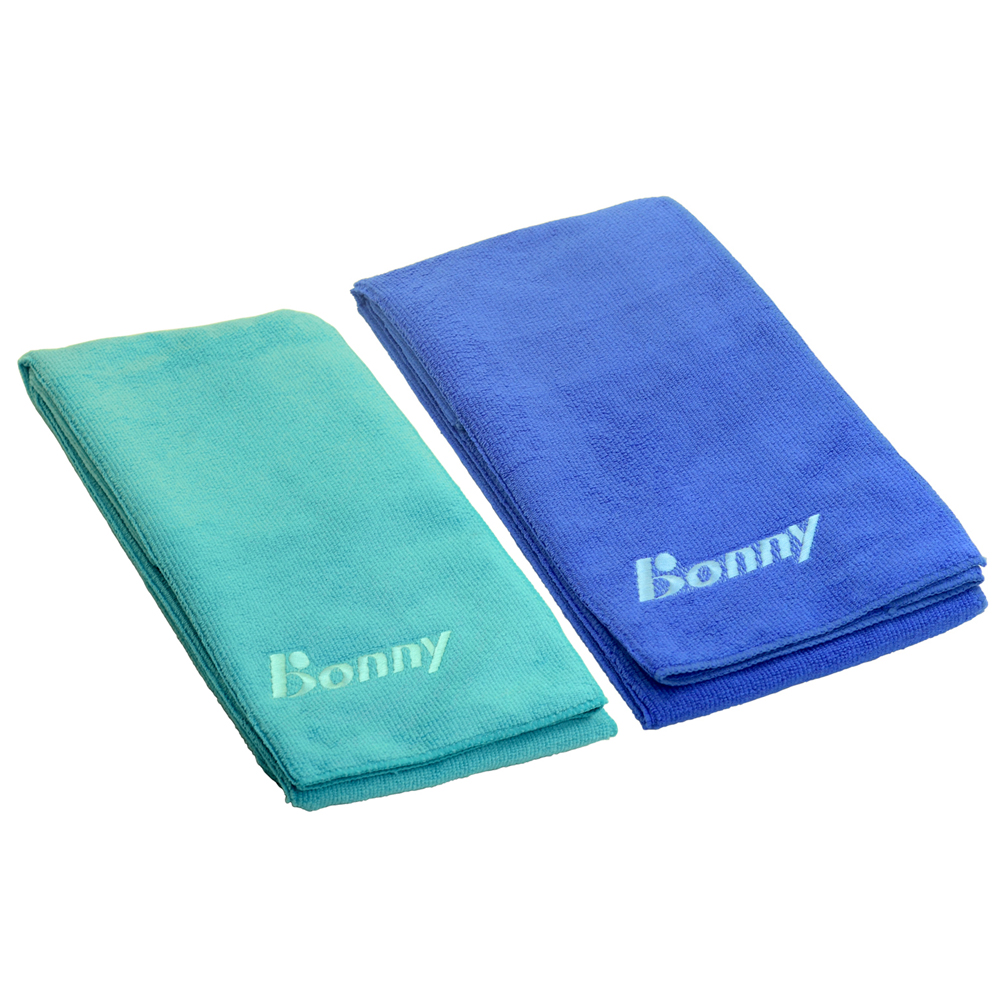 【Bonny波力】110cmx36cm超細纖維運動毛巾2入-群藍色+青色