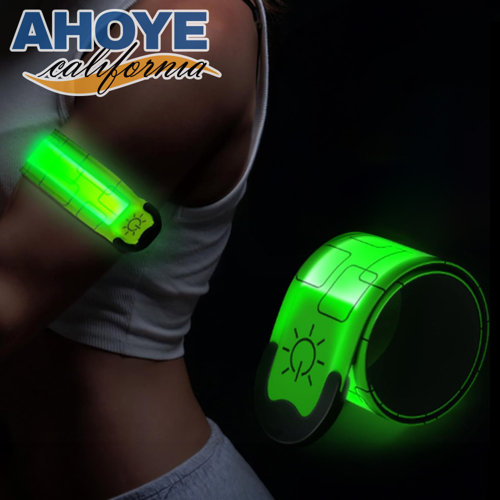 【AHOYE】USB充電LED發光夜跑帶 1入組 (反光手環 腳環 跑步臂帶 夜間警示帶)