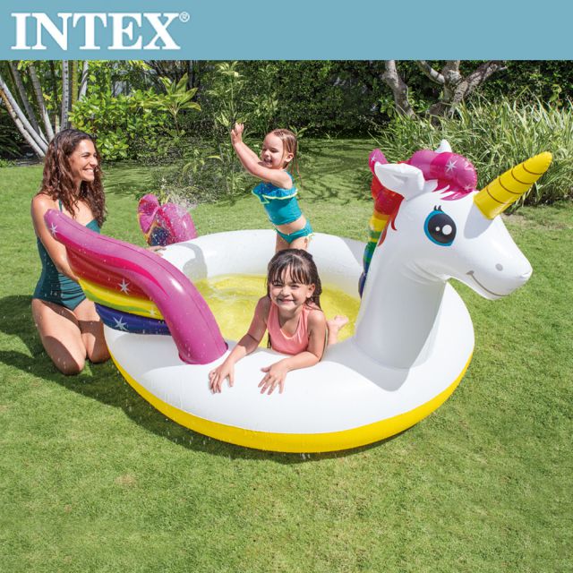 INTEX 獨角獸噴水戲水游泳池272x193x104cm(57441)