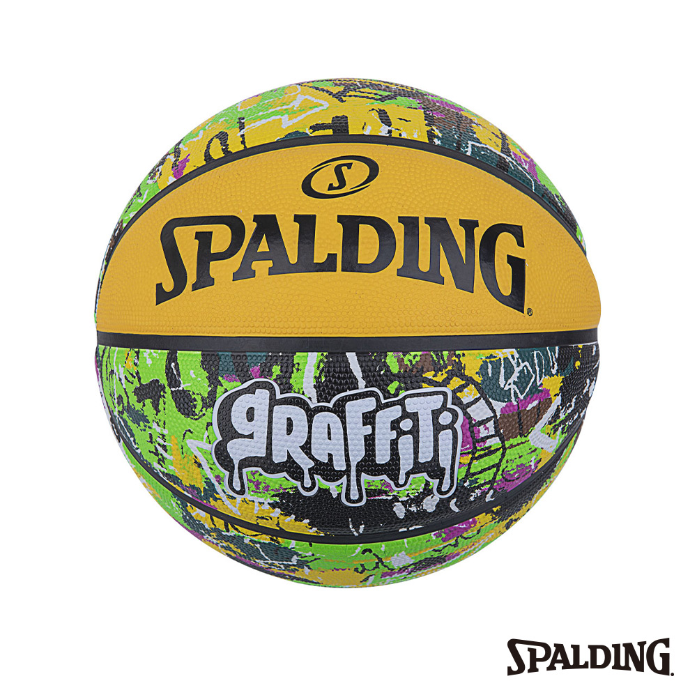 SPALDING 斯伯丁 SP 塗鴉系列 街頭黃 橡膠款 7號籃球