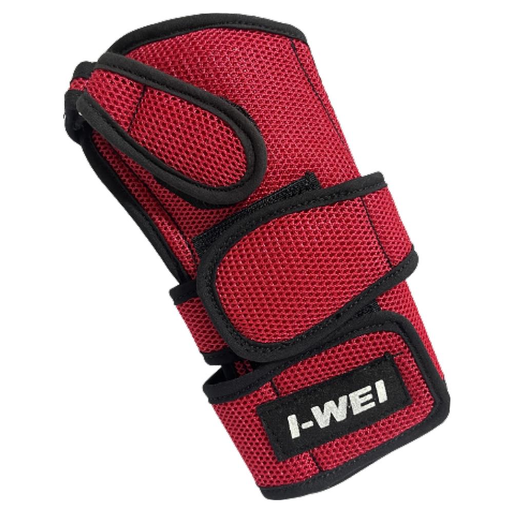 【DJ80 嚴選】I-WEI 新款保齡球舒適透氣中長型鐵片護腕(右手專用-紅色)