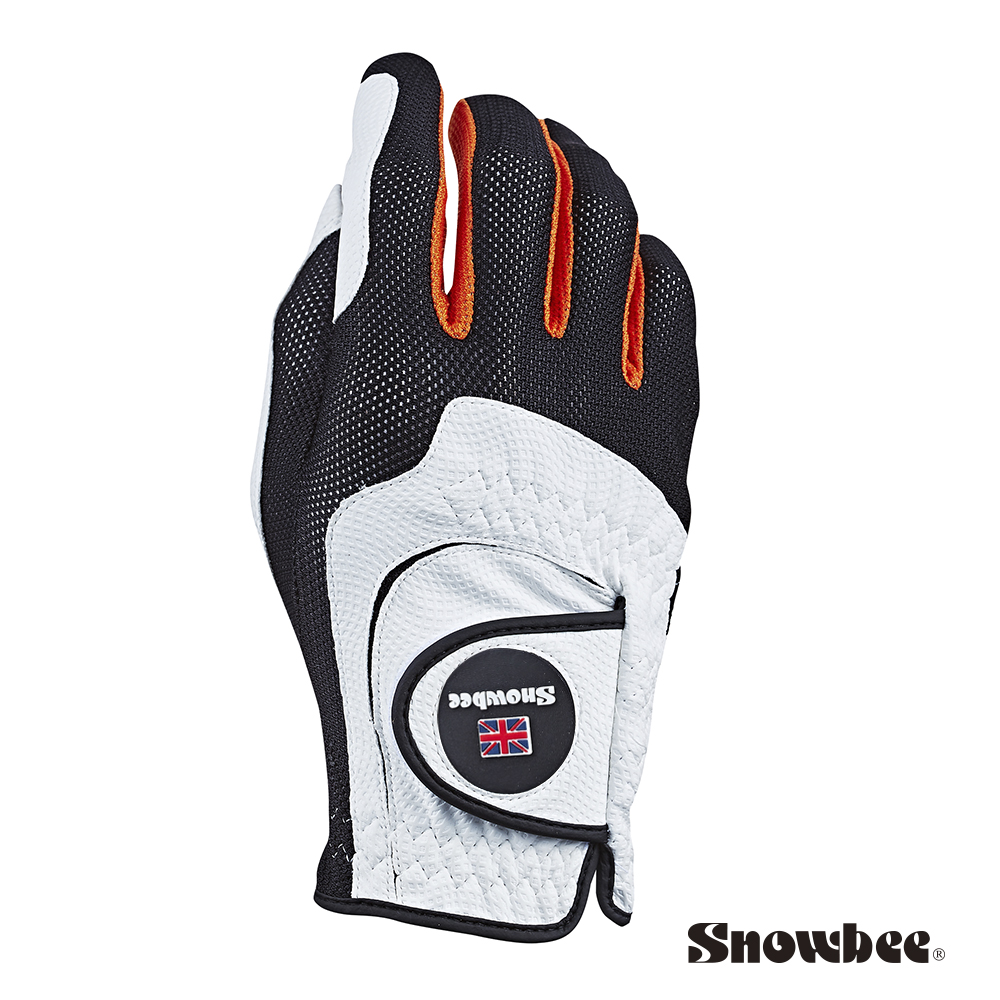 Snowbee 司諾比 3D立體剪裁 ONE SIZE FITS ALL手套 黑橘配色 右手高爾夫手套