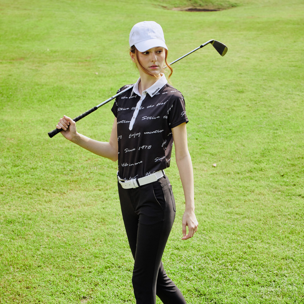Snowbee Golf 女士滿版英文草寫短袖Polo衫