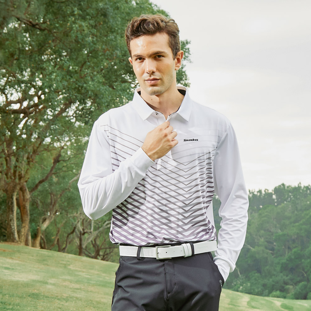 Snowbee golf 司諾比男士3D立體線條長袖POLO衫