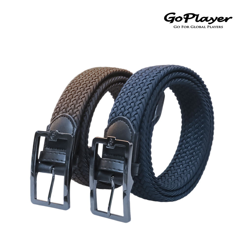GoPlayer男高爾夫鬆緊皮帶-藏青.咖啡