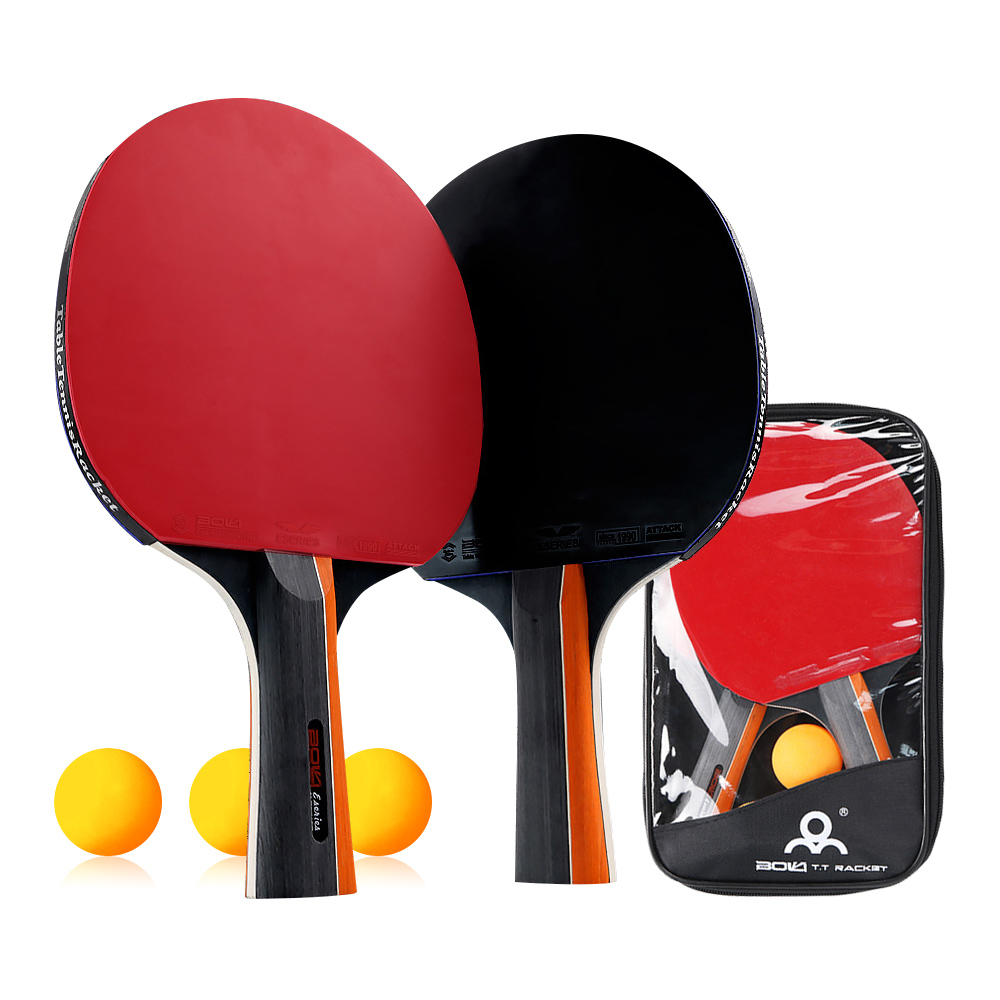 ITTF認證拍面長柄乒乓球拍套裝(2拍+3球)