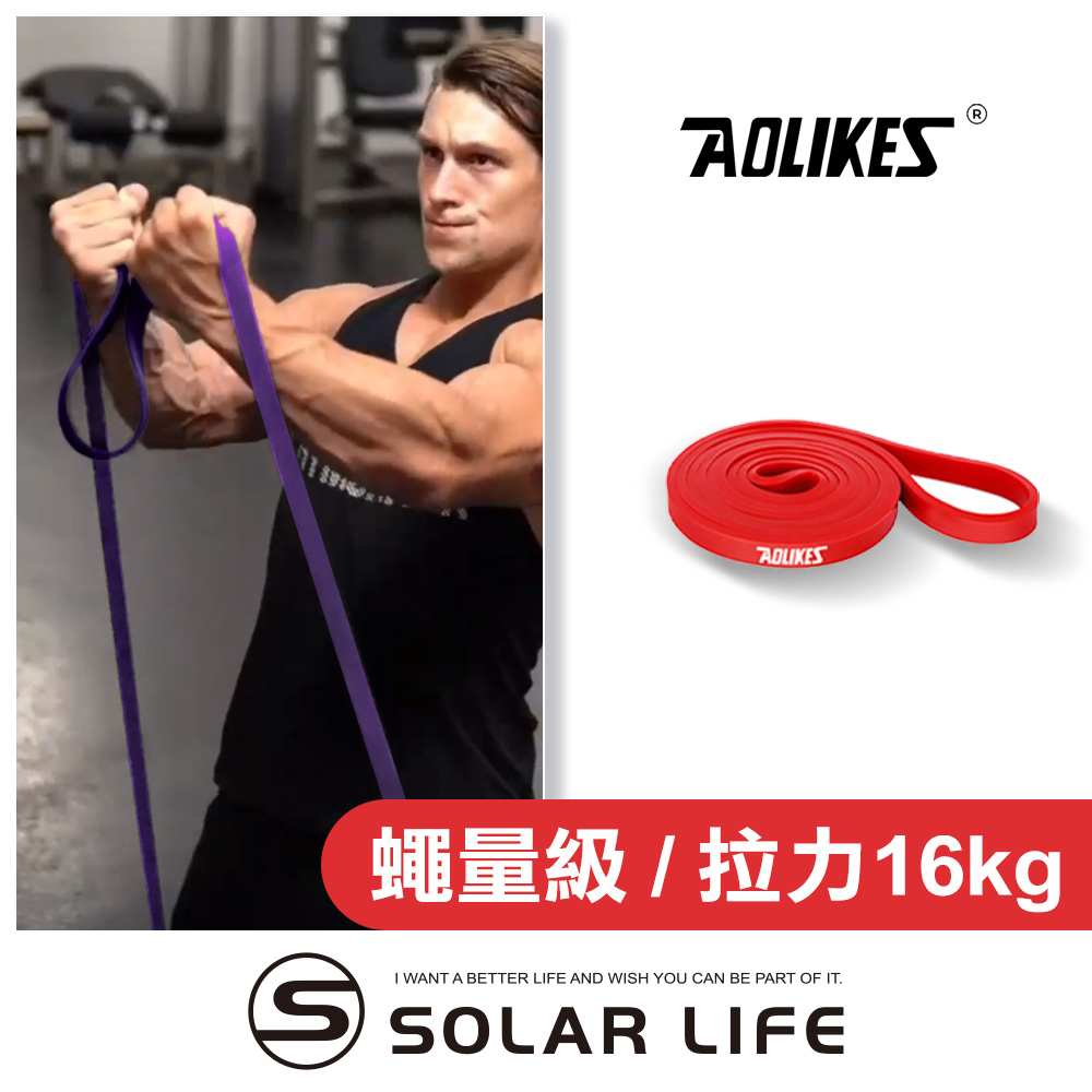AOLIKES 重訓健身瑜珈彈力拉力帶208cm 紅7-16kg.阻力帶拉力圈 高彈力乳膠 彈性阻力圈 多功能彈力繩