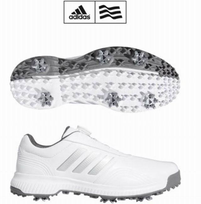 Adidas Performance BOA 旋鈕高爾夫球鞋 有釘款 白 EE9208