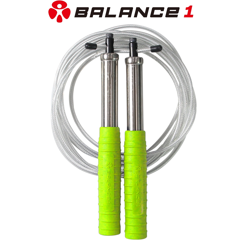 BALANCE 1 crossfit高轉速鋼索跳繩(不鏽鋼握把+可調整長度) 動感綠