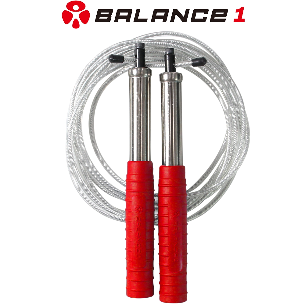 BALANCE 1 crossfit高轉速鋼索跳繩(不鏽鋼握把+可調整長度) 極速紅