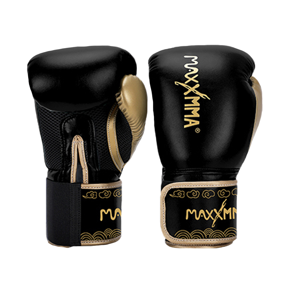 MaxxMMA 拳擊手套經典款-黑金-散打/搏擊/MMA/格鬥/拳擊