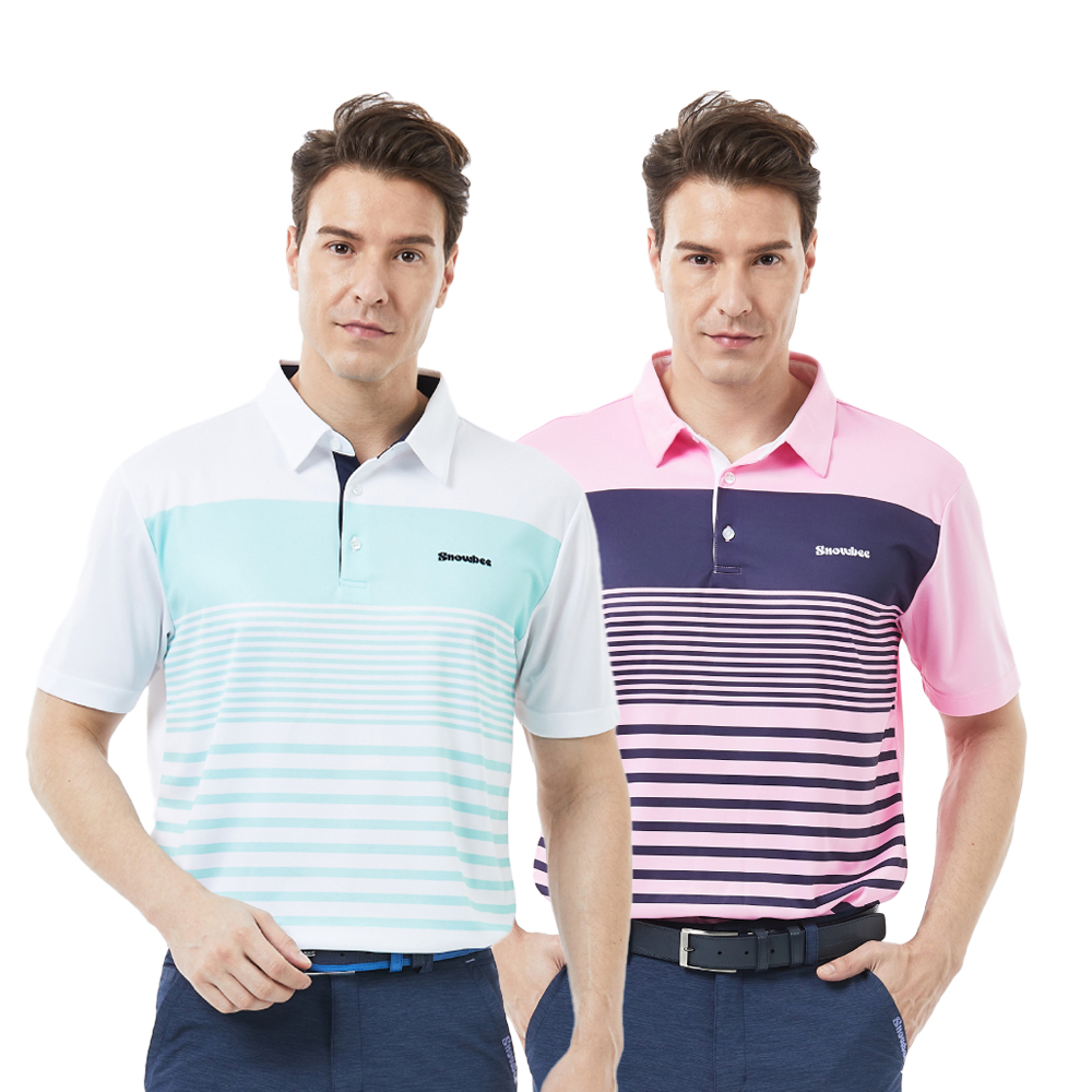 Snowbee Golf 男士漸層條紋短袖Polo衫