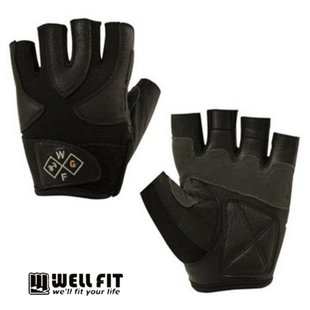 [WELL FIT 威飛客3M Grip止滑+AVS防震 山羊皮 女款健身手套 (黑色)