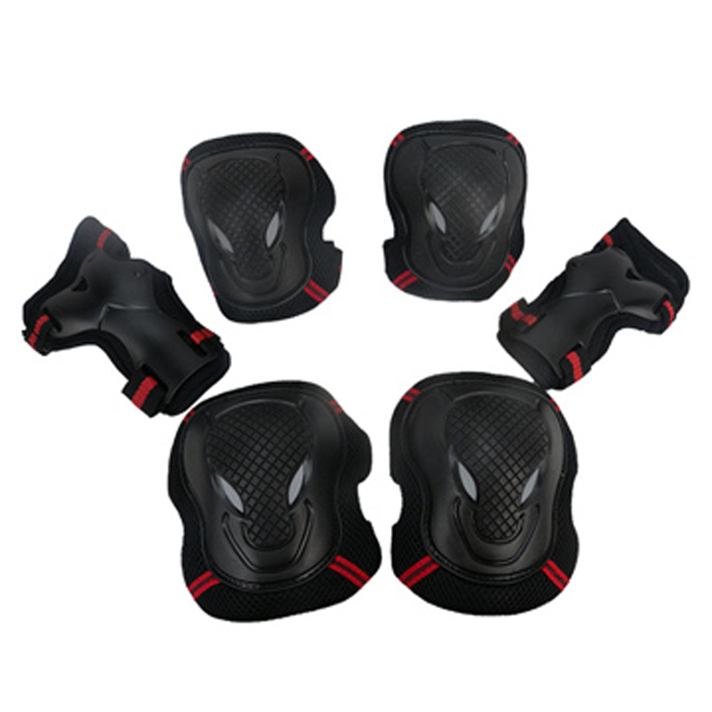直排輪 防護用具6件組 (膝/肘/掌) 黑紅M