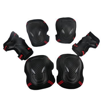 直排輪 防護用具6件組 (膝/肘/掌) 黑紅L