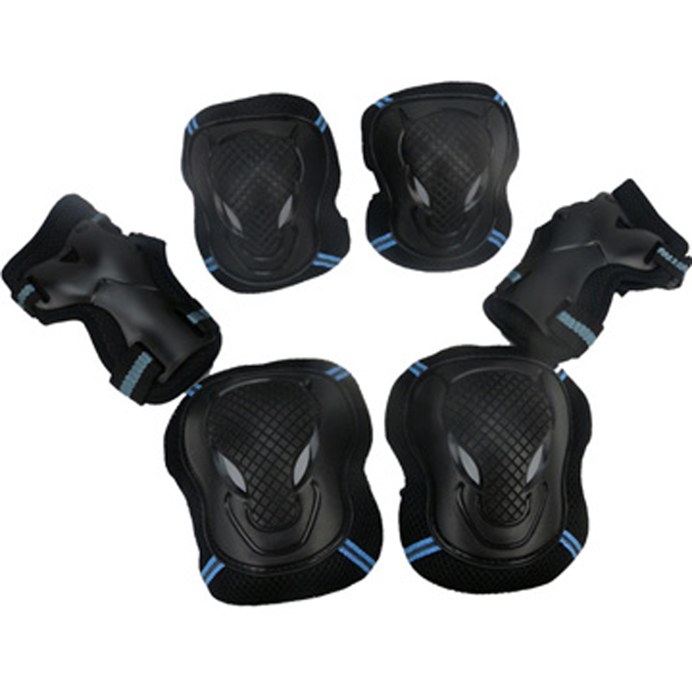 直排輪 防護用具6件組 (膝/肘/掌) 黑藍M