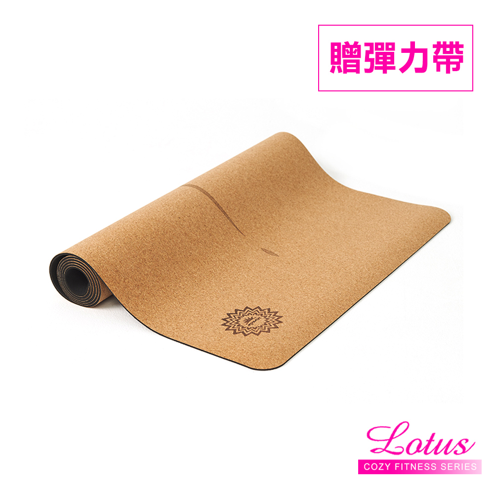 【LOTUS】台灣製乾溼止滑專業型天然橡膠瑜珈墊4mm 軟木原色