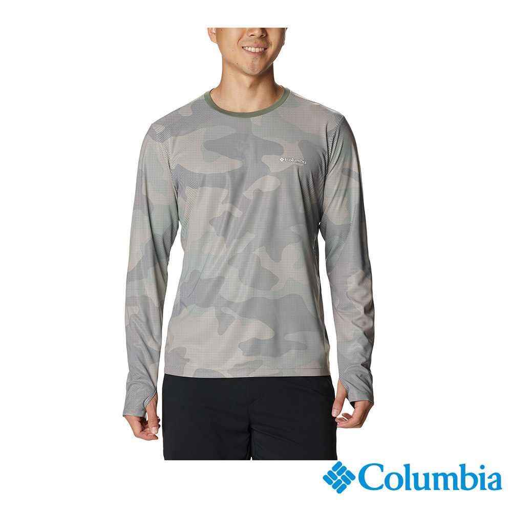 Columbia哥倫比亞 男款-UPF50抗曬快排長袖上衣-灰迷彩 UAE07580YC