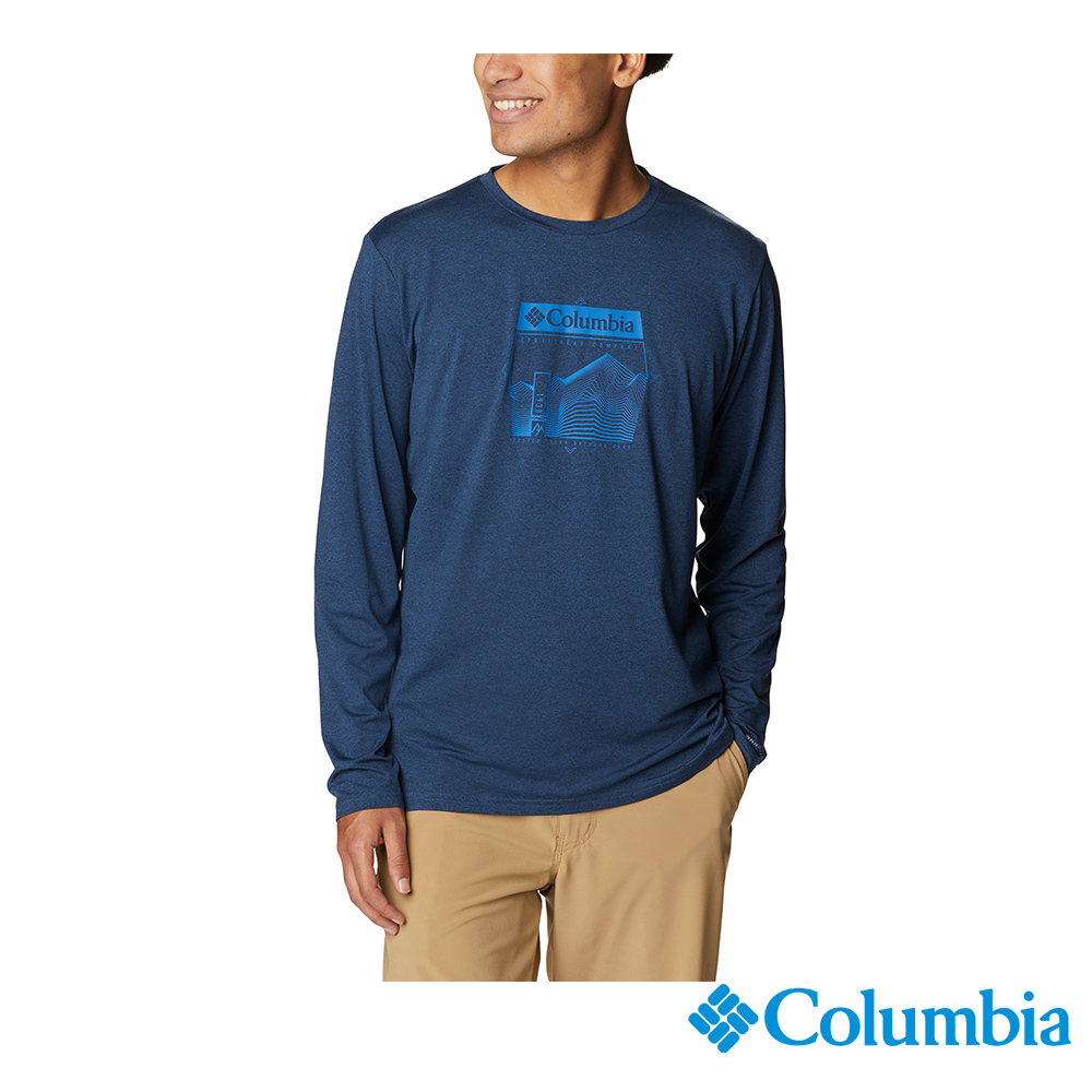 Columbia哥倫比亞 男款-UPF50快排長袖上衣-深藍 UAE37400NY /FW22