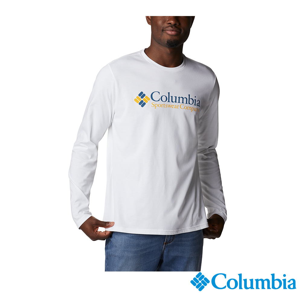 Columbia哥倫比亞 男款-快排長袖上衣-白色 UAM49410WT /FW22