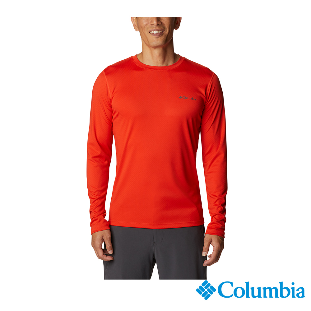 Columbia 哥倫比亞 男款-OFZ 科技涼感UPF30快排長袖上衣-橘紅 UAE60830AH (2023春夏)