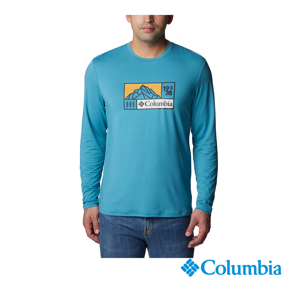 Columbia 哥倫比亞 男款 - Tech Trail™ UPF50 防曬快排長袖上衣-湖水藍 UAE37400AQ-HF