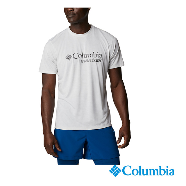 Columbia 哥倫比亞 男款-野跑 快排短袖上衣-淺灰 UAE03600LY
