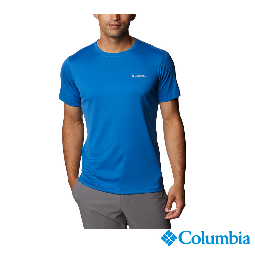 Columbia 哥倫比亞 男款-防曬30涼感快排短袖上衣-藍色 UAE60840BL