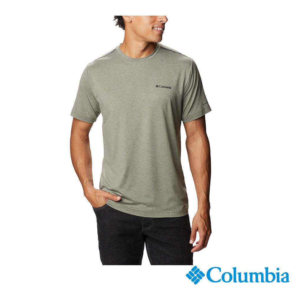 Columbia哥倫比亞 男款-UPF50快排短袖上衣-灰綠 UAE03220GG