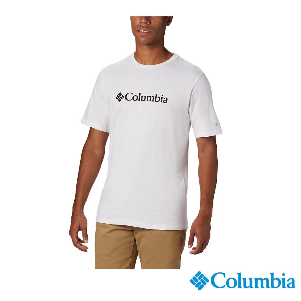 Columbia 哥倫比亞 男款- logo短袖上衣-白色 UJE15860WT