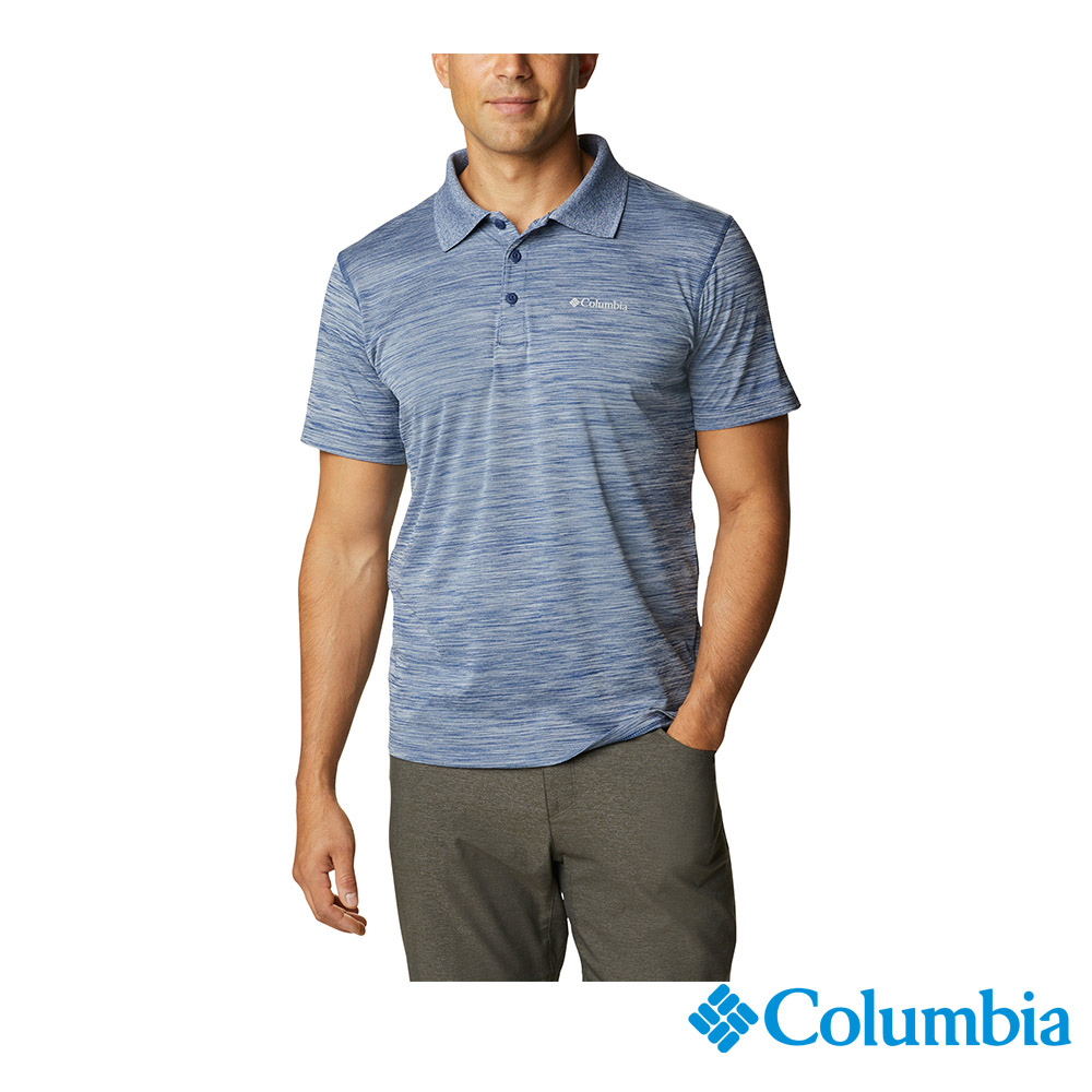 Columbia 哥倫比亞 男款- UPF30涼感快排短袖Polo衫-深藍 UAE60820NY