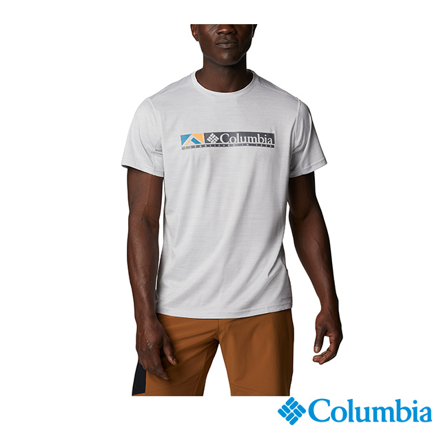 Columbia 哥倫比亞 男款-涼感快排短袖上衣-淺灰 UAO97330LY
