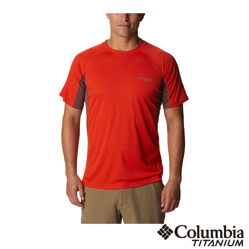 Columbia 哥倫比亞 男款 - 鈦 Omni-Wick™快排UPF50酷涼短袖上衣-橘紅 UAE43990AH (2023春夏)