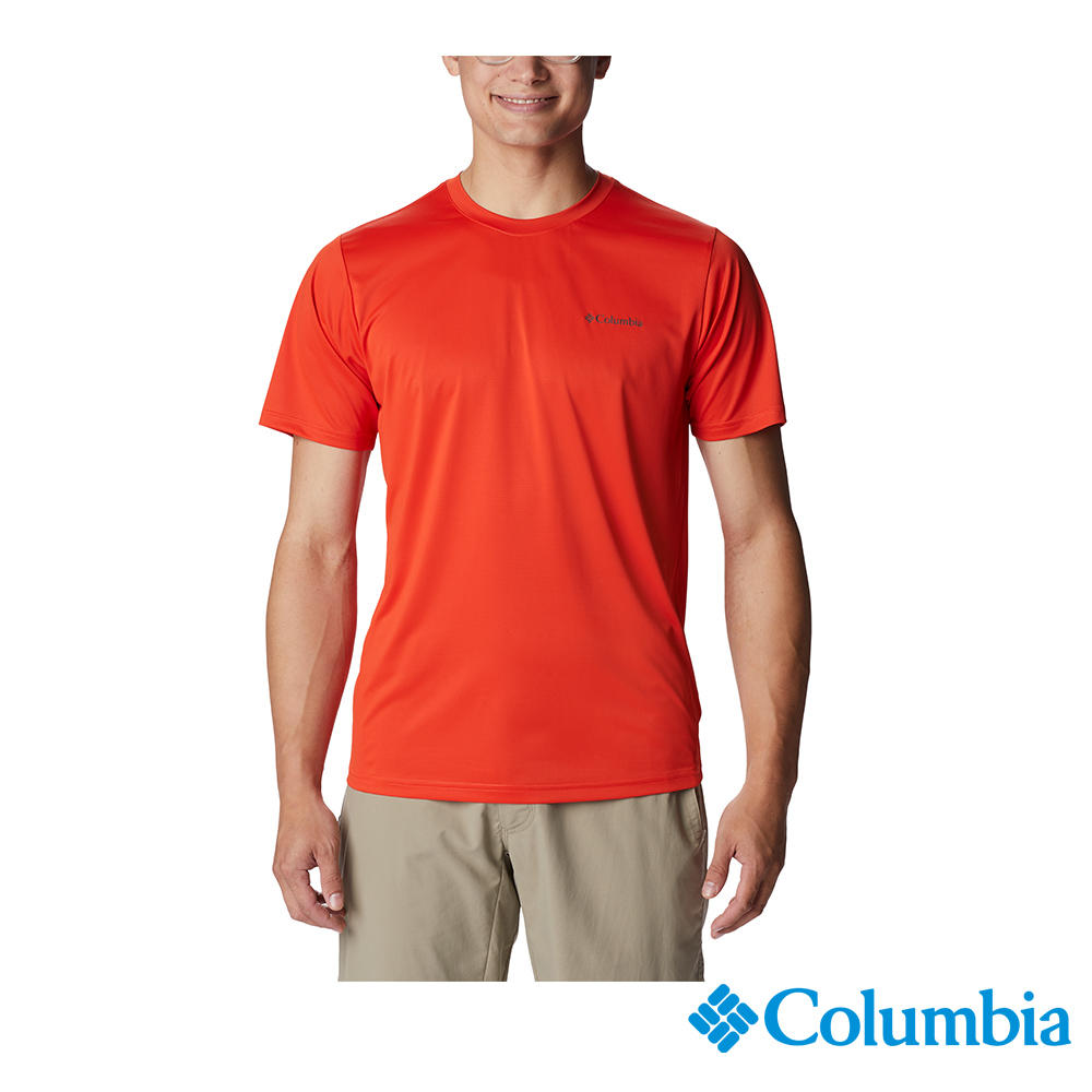 Columbia 哥倫比亞 男款-Omni-Wick 快排短袖上衣-橘紅 UAE14190AH (2023春夏)