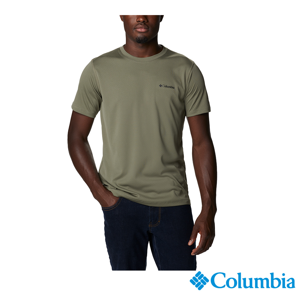 Columbia 哥倫比亞 男款-OFZ涼感UPF30快排短袖上衣-軍綠 UAE60840AG (2023春夏)
