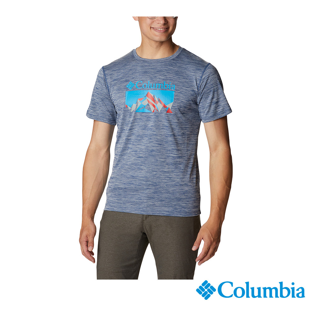 Columbia 哥倫比亞 男款-OFZ涼感UPF30快排短袖上衣-深藍 UAE64630NY (2023春夏)