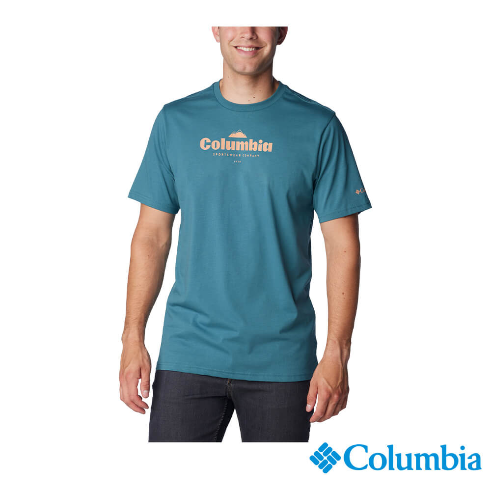 Columbia 哥倫比亞 男款- LOGO短袖上衣-碧綠色 UAO13630JP(2024春夏)