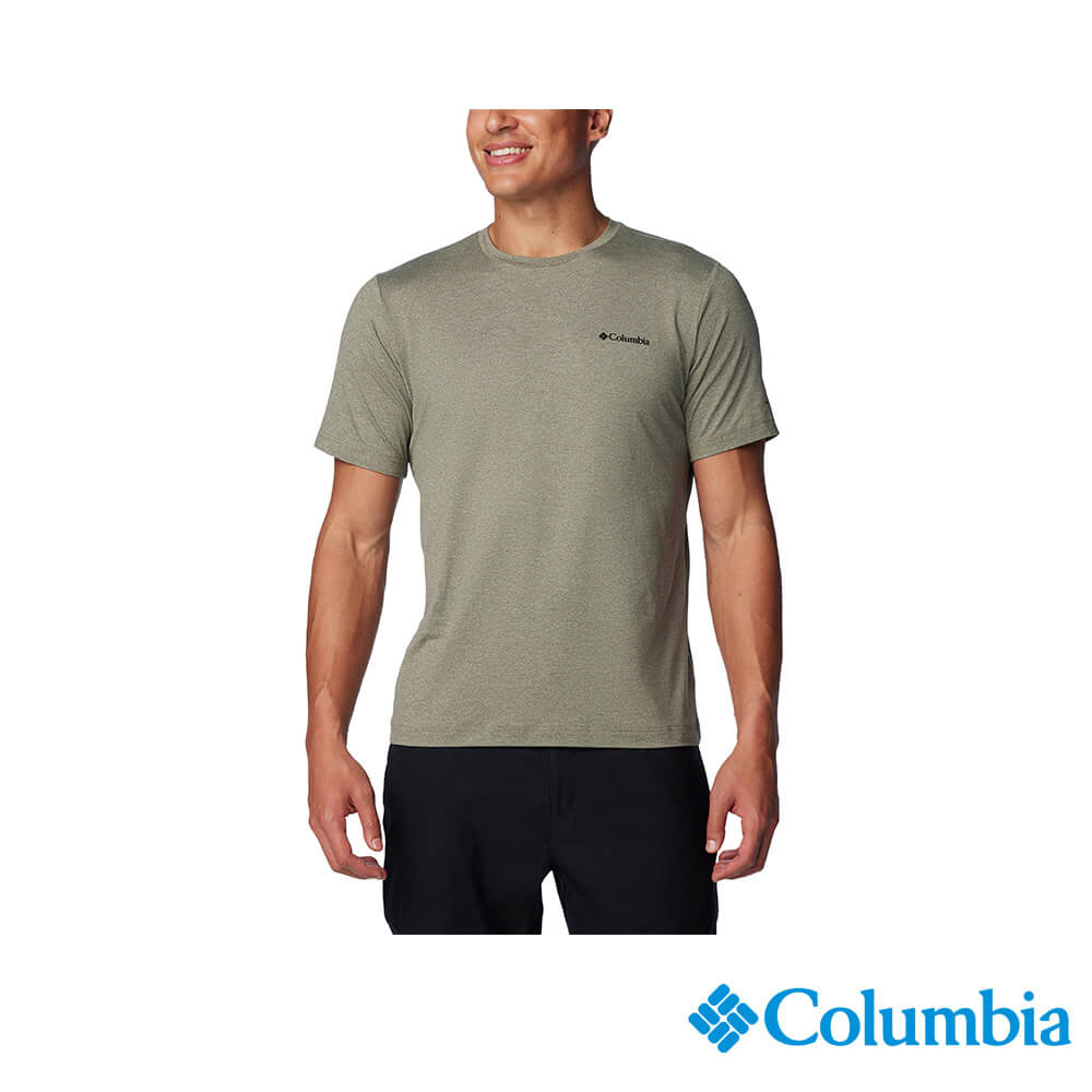 Columbia 哥倫比亞 男款-UPF50防曬快排短袖上衣-軍綠色 UAE55450AG(2024春夏)