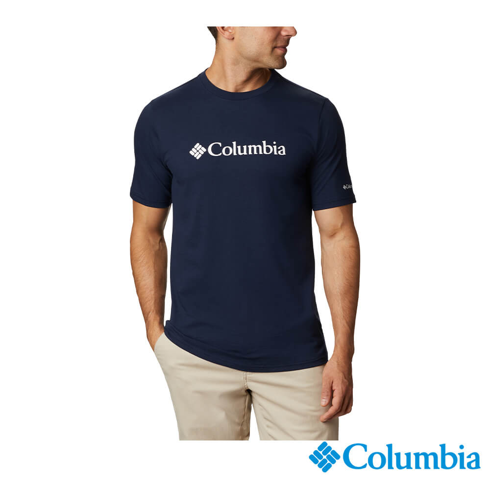 Columbia哥倫比亞 男款-LOGO短袖T恤-深藍色 UJO15860NY(2024春夏)