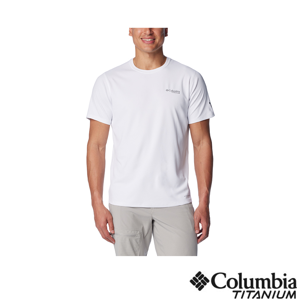 Columbia 哥倫比亞 男款- 鈦 超防曬UPF50快排短袖上衣-白色 UAE47860WT/JS