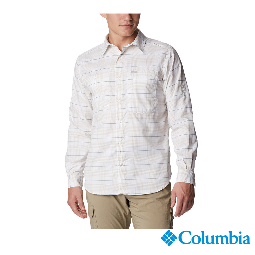 Columbia哥倫比亞 男款-超防曬UPF50快排長袖襯衫-米白 UAM35990BG (2023春夏)