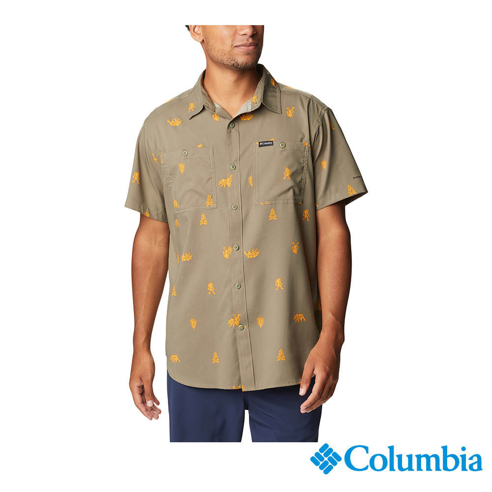 Columbia 哥倫比亞 男款 - UPF40快排短袖襯衫-軍綠 UAE04250AG